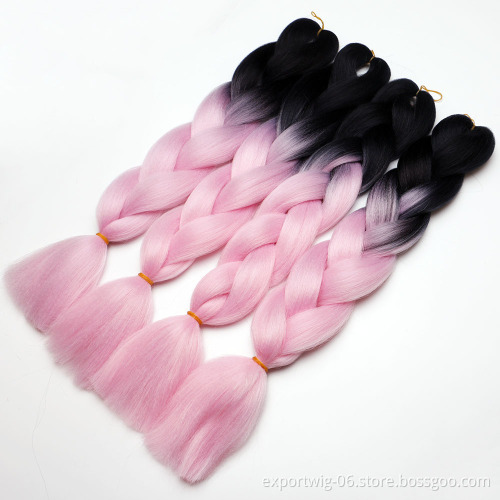 Wholesale synthetic hair extension high quality ombre braiding hair raw material jumbo braid synthetic braiding hair